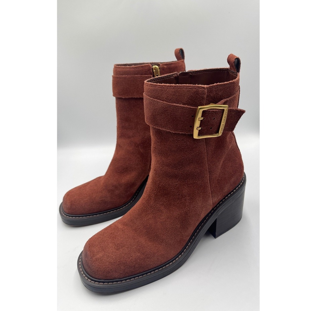 Vince Camuto Buckle Ankle Boots‎ Women's 9 Brown Suede Block Heel Booties - Picture 7 of 11